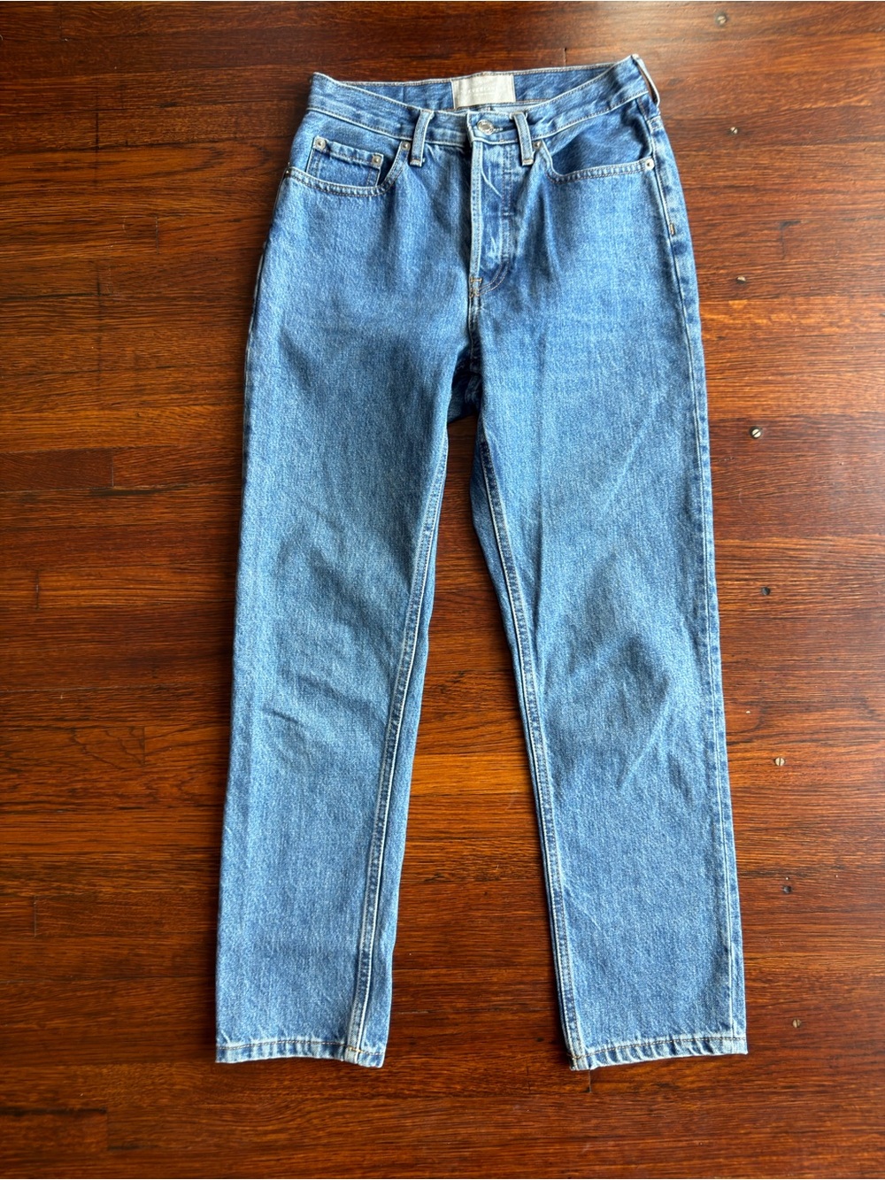Everlane The Cheeky Jean High Rise Straight Leg Blue Denim Jeans Size 24 Crop